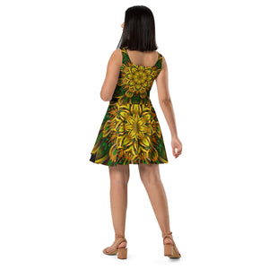 Alien Sunflower Skater Dress