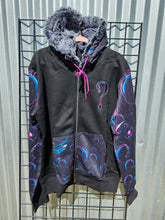 IN STOCK: LARGE Bubble Control ZIP UP with Black silver tipped Faux Fur in the hood