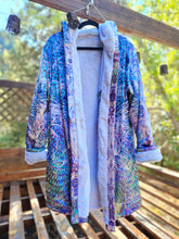 Saphira Crushed Velvet Cloak with Seamfoam Blue Faux Fur lining