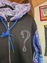SMALL: Angels Dancing on a Pin ZIP UP with Purple Faux Fur in the hood