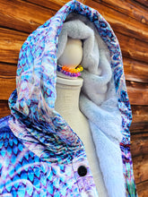 Saphira Crushed Velvet Cloak with Seamfoam Blue Faux Fur lining