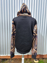 Down the Ribbit Hole Pullover Hoodie with a thin Tan Faux Fur in the hood